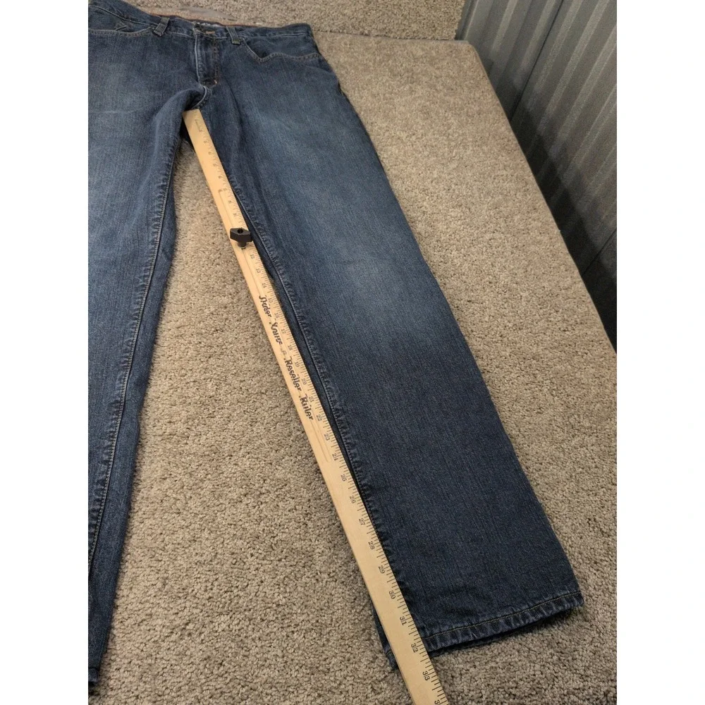 Eddie Bauer Relaxed Fit Flannel Lined Jeans Mens 32x32 Blue Denim Plaid Lining
